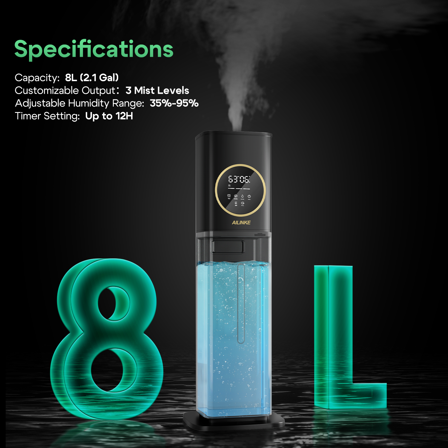 Humidifiers for Plants, 2.1Gal/8L Plant Humidifier Indoor with Precise Temp&Humidity Probe - Image 6